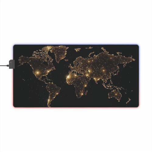 black and gold map LED Gaming Mouse Pad