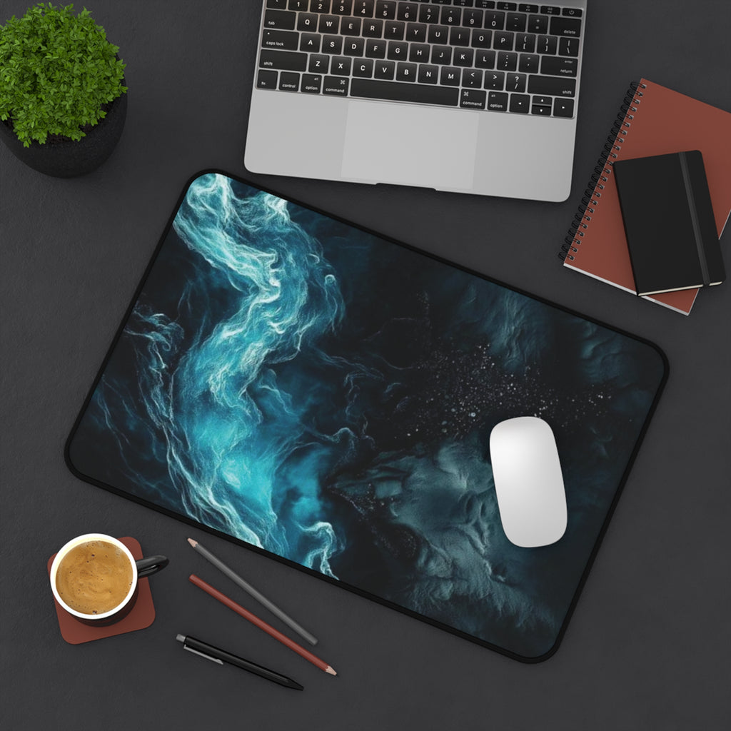 Blue Smoke Abstract Desk Mat