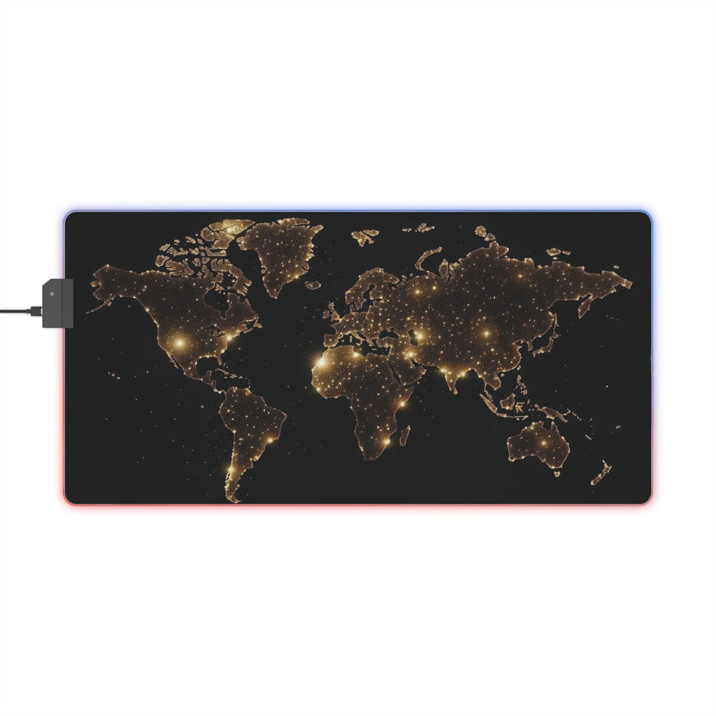 black and gold map LED Gaming Mouse Pad