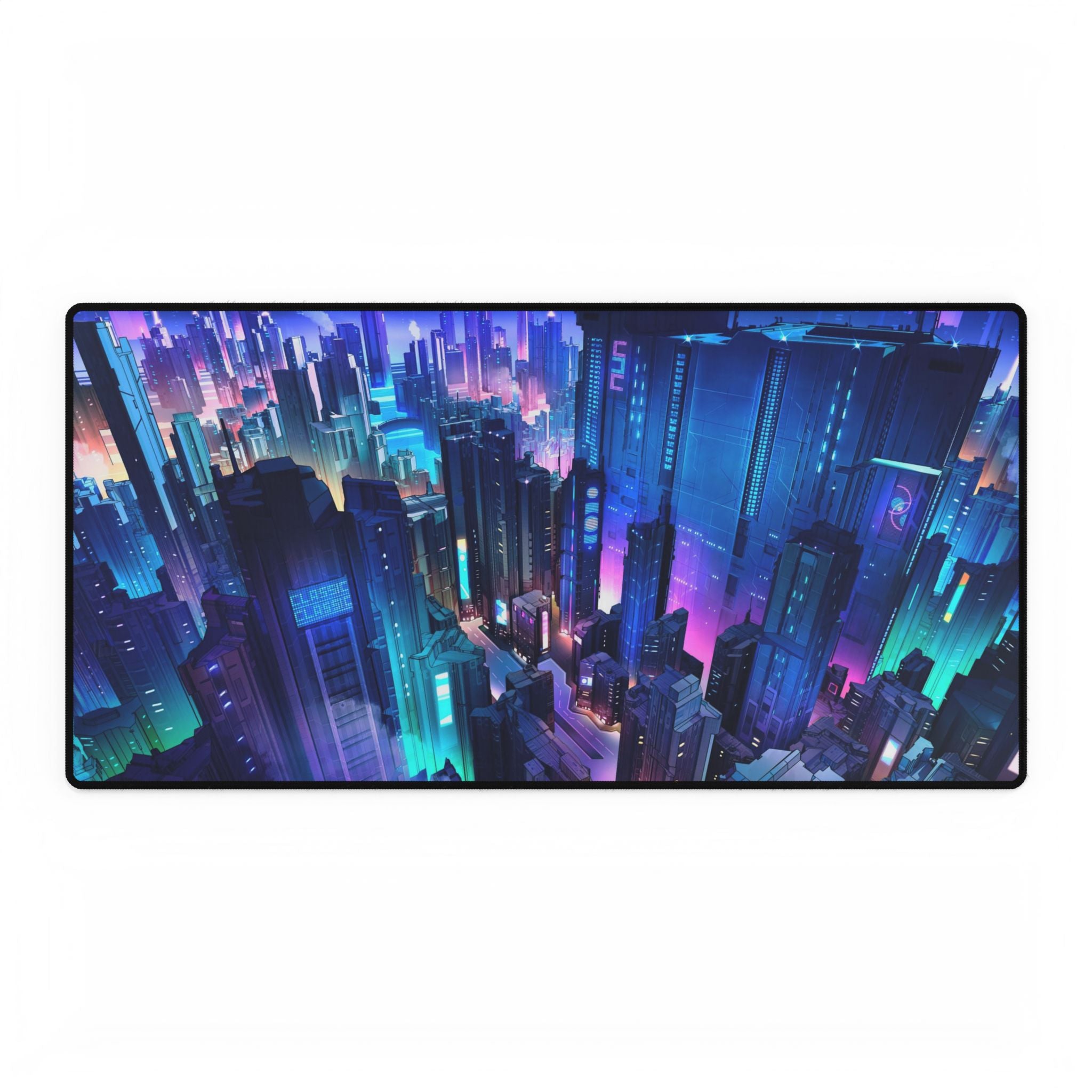 Neon Cityscape Desk Mat