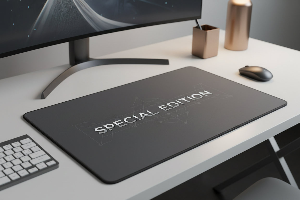Generami una foto di mousepad con su la scritta special edition 